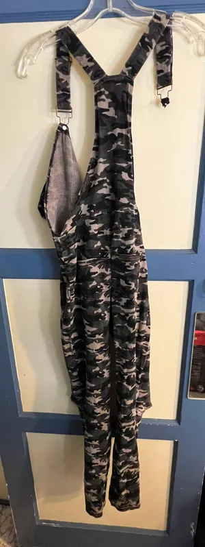 Medium Army Print Stretchy Clip On Overalls thumbnail 2