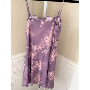 Cider Y2K Purple Floral Mesh Ruffle Mini Dress XS Lettuce Trim Cottagecore Fairy thumbnail 10