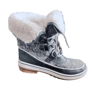 Time And Tru‎ Womens Size 6 Gray Snow Boots High Top Foldable Faux Fur thumbnail 5