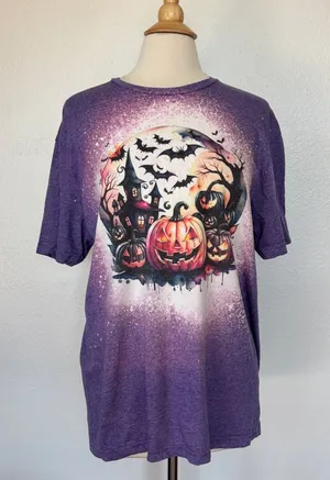 Gildan Purple Halloween Graphic Short Sleeve Tee thumbnail 1