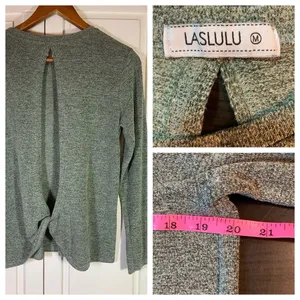 Laslulu‎ Open Back Twist Top Womens Medium Green Stretch Sexy Comfort Basic thumbnail 2