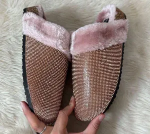 Forever Rose Forever Pink Faux Fur Lined Rhinestone Embellished Slip-On Shoes thumbnail 3