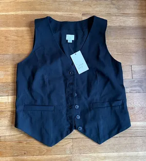 A new day Black Button-Front Vest thumbnail 1