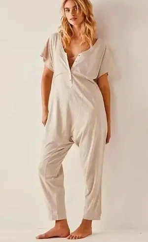 Nwot Free People Pillow Talk Henley Romper thumbnail 1