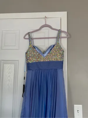 La Femme Periwinkle Blue Rhinestone Maxi Dress Event Prom Wedding Guest NEW thumbnail 11