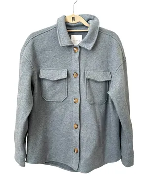 AVEC LES FILLES Buttoned Shacket Light Blue‎ NWOT Sz Small thumbnail 1