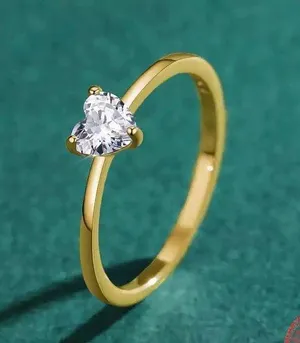 Sterling Silver SIZE 7 18kt Gold Plated 925 Dainty Heart Cubic Zirconia Sparkling Ring thumbnail 2