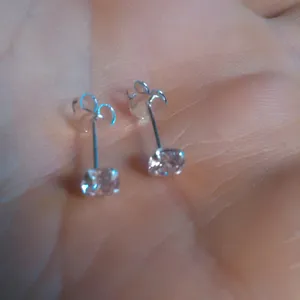 Simulated Pink Diamond Sterling Silver Stud Earrings thumbnail 3