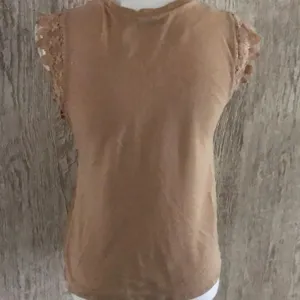 Zara Tan Velvet-like Lace Arm Trim Tank Top thumbnail 6