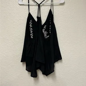NWT O’NEILL Black Camisole with White Embroidery thumbnail 4