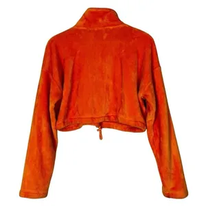 Akira Cozy Fleece Pullover Womens M Orange Cropped Half Zip Faux Fur Plush Y2K thumbnail 4