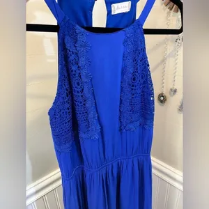 Altard State Royal Blue Crochet Lace Mala Maxi Dress Halter Neck Elastic Waist S thumbnail 12