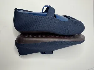 Husdnier Navy Blue Knit Mary Jane Loafers Women's Size EU41 thumbnail 5