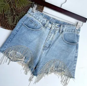 Savanna Jane Womens Shorts Rhinestone Tassel Blue Jean Denim Hippie Size Small thumbnail 1
