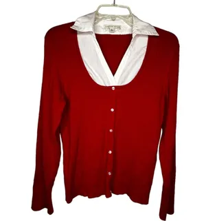 Carolyn Taylor Layered Red Sweater thumbnail 1