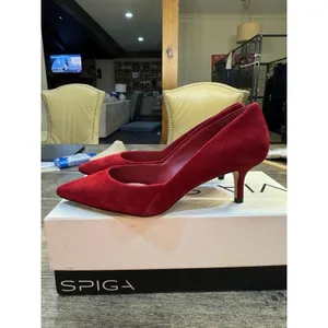 Via Spiga Medora Pointed Pumps Size 7 Poppy Red‎ Suede Pointed Toe Display thumbnail 2