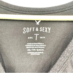 American Eagle‎ AEO size XS soft & sexy line short sleeve top shirt black thumbnail 3