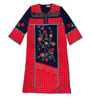 MSM Floral Embroidered Boho Maxi Dress Cottagecore Indie Retro Folk Whimsy‎ thumbnail 1