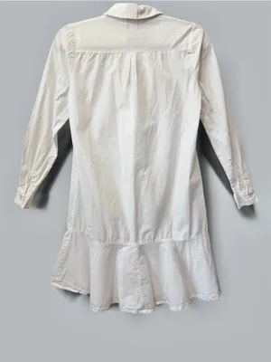 ASOS White Button Front Ruffle Hem Tunic Top Size US 4 thumbnail 2