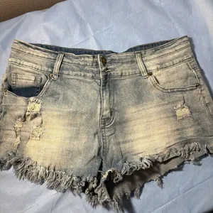 Source Unknown Light Blue Frayed Jean Shorts thumbnail 11