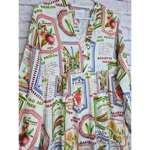 Maison d’Amelie Paris Stamp Postcard Midi Maxi Dress XS Novelty Travel European thumbnail 5