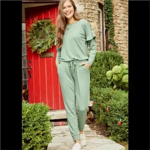 Matilda Jane Resting Day Sage Green Knit Jumpsuit XS thumbnail 2