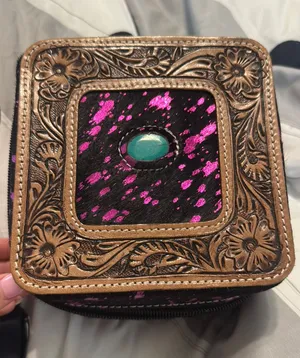 Handmade Western jewelry travel case Purple thumbnail 1