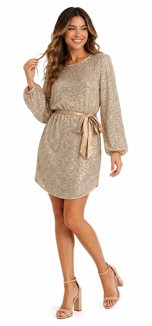 Dress Forum Sequin Dress Women Small Gold Formal Evening Cocktail Party Wedding thumbnail 1
