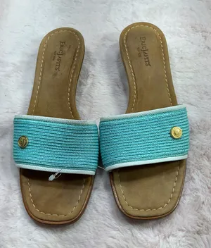 Eric Javits Aqua Blue Slide Sandals with Gold Accent 179 thumbnail 1