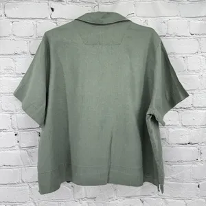 Quince Linen Shirt Women’s XL Sage Green 100% European Linen Short Sleeve Boxy thumbnail 2