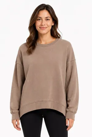 TCEC Oversized Crewneck Sweatshirt Taupe Small thumbnail 1