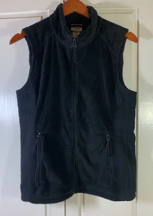 LL Bean Womens Black Fleece‎ Full Zip Vest Mock Neck Nylon Side Panels SM-REG thumbnail 1