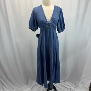 Old Navy Fit & Flare Twist-Front Maxi Dress M Coastal Cowgirl Boho Cottagecore thumbnail 2