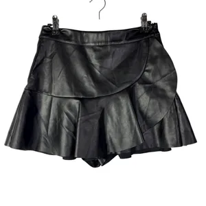 Boutique DO+BE Black Ruffle Faux Leather Mini‎ Skort S thumbnail 3