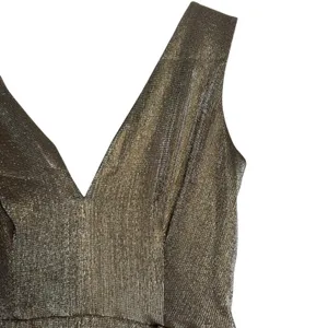 Black Halo Gold Hendricks Sleeveless V-Neck Metallic Cocktail Evening Gown 8 thumbnail 9
