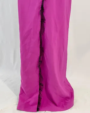 JS Collections New Hayley One Shoulder Column Evening Gown Cerise Black thumbnail 11