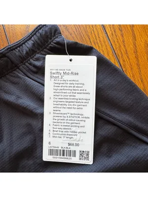 Lululemon Swiftly Mid-Rise Short 3” Black Size 6 NWT thumbnail 4