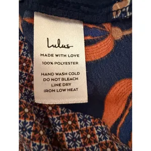 NWOT Lulus Bon Voyage Navy Blue Mixed Print Wide Leg Jumpsuit Slit Pants XS thumbnail 5