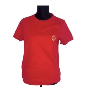 Lauren Ralph Lauren Women's Red Crewneck T-shirt Embroidered Logo Small thumbnail 2