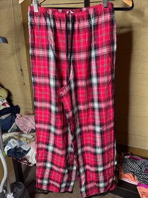 Victoria’s Secret Red Plaid Flannel Lace Trim Pajama Pants Size Small thumbnail 3