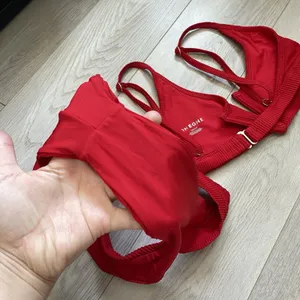 Oneone Swimwear Bikini ribbed jenni v-wire jesse cheeky womens Red (medium) swim thumbnail 5