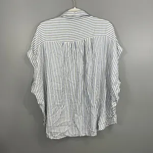Madewell Button Up Shirt Womens 2X Blue White Striped Great Short Sleeve Viscose thumbnail 4