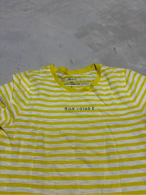 J. Crew vintage graphic tees Yellow Stripe 'Bon Voyage' Tee medium cotton thumbnail 2