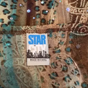 Star City Y2K Mesh Cami Top Teal Brown Lace Sequin Sheer Fairycore Mcbling Small thumbnail 3