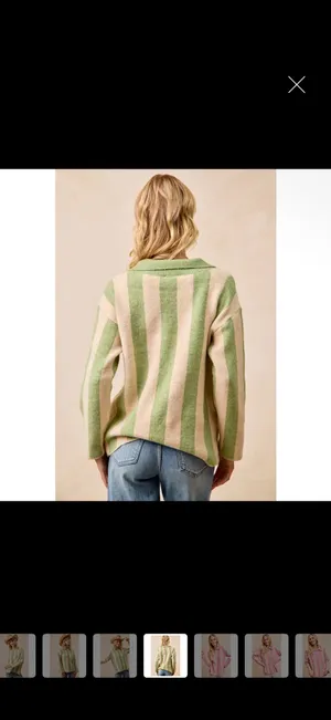 Bibi Olive and Green striped sweater thumbnail 4