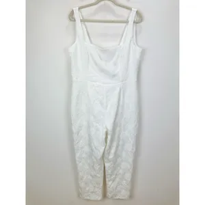 NEW Lulus Exceptional Vision White Jacquard Removable Bow Jumpsuit Bridal XL thumbnail 5