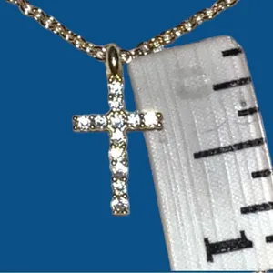 Gold 16” chain necklace with cz encrusted stone cross!! New thumbnail 4