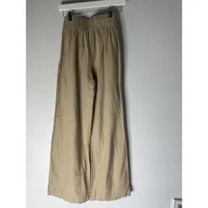 Abercrombie & Fitch Tan Linen Blend Pleated Wide Leg Pants XXS High Rise Khaki thumbnail 2