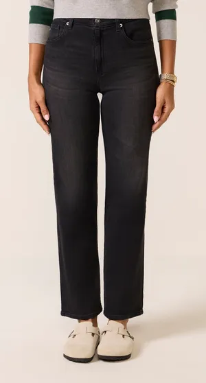 AG Brinley Mid Rise Straight Leg Dark Charcoal Black Jeans 28 thumbnail 1