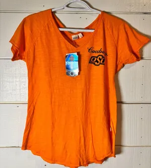 Oklahoma State University V-neck T-shirt OSU Cowboys Womens Small S short sleeve thumbnail 1